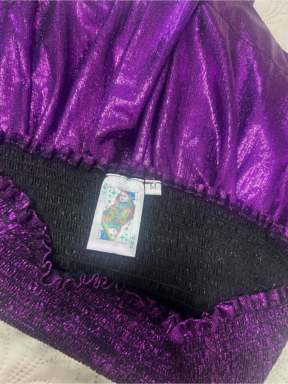 Queen Of Sparkles Purple Metallic Swing Shorts . Medium - Picture 5 of 5